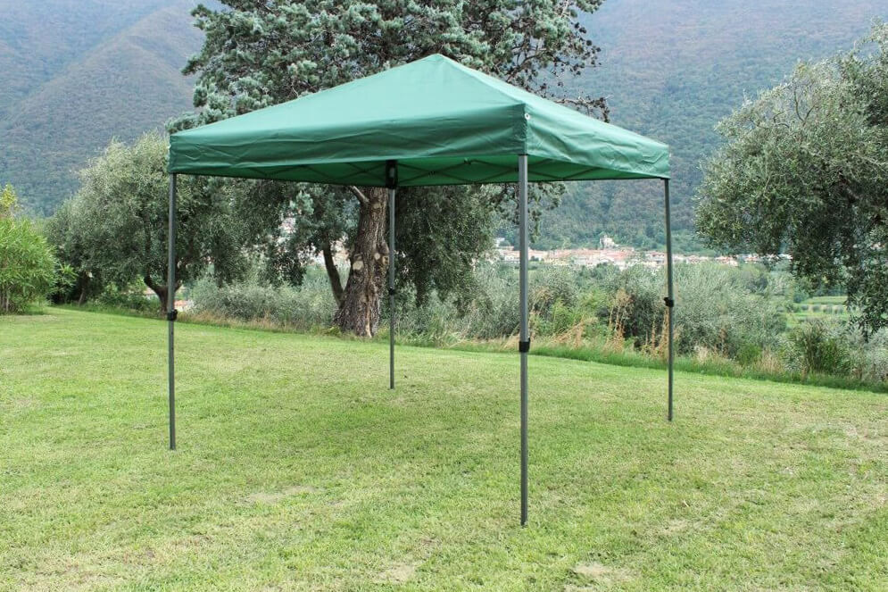 Gazebo pieghevole in acciaio e poliestere verde 3x3 mt Hope1