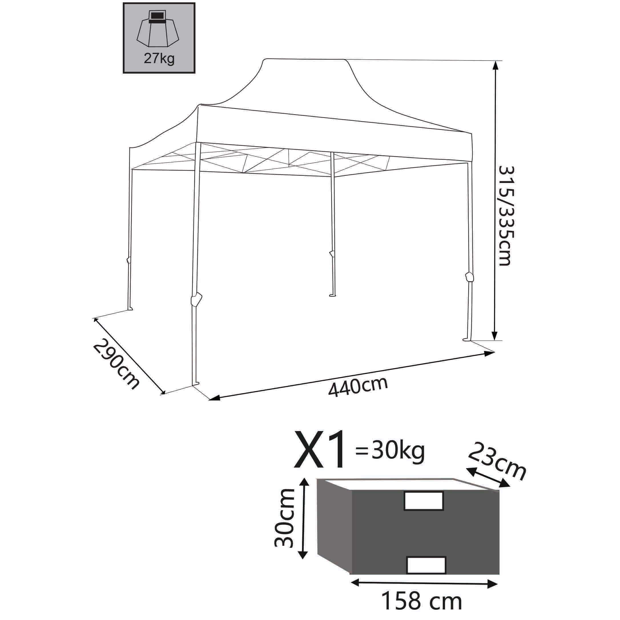 Gazebo in acciaio e poliestere 3x4,5 mt Xenya