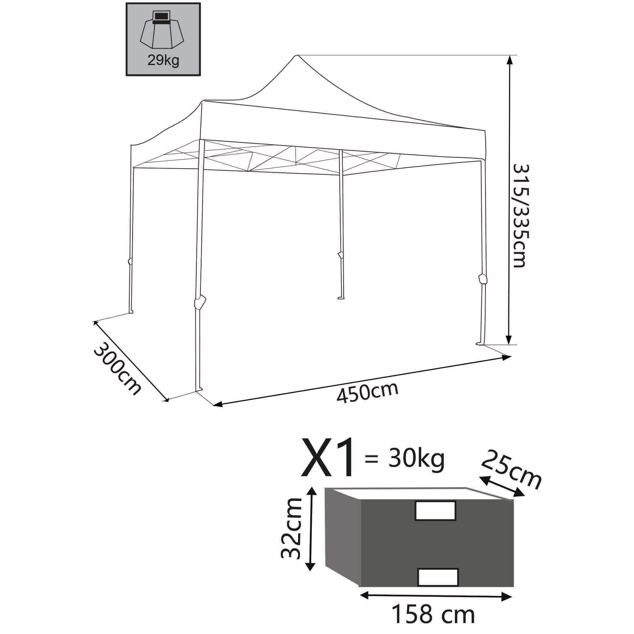 Gazebo chiudibile in alluminio e PVC 3x4,5 mt Cora2