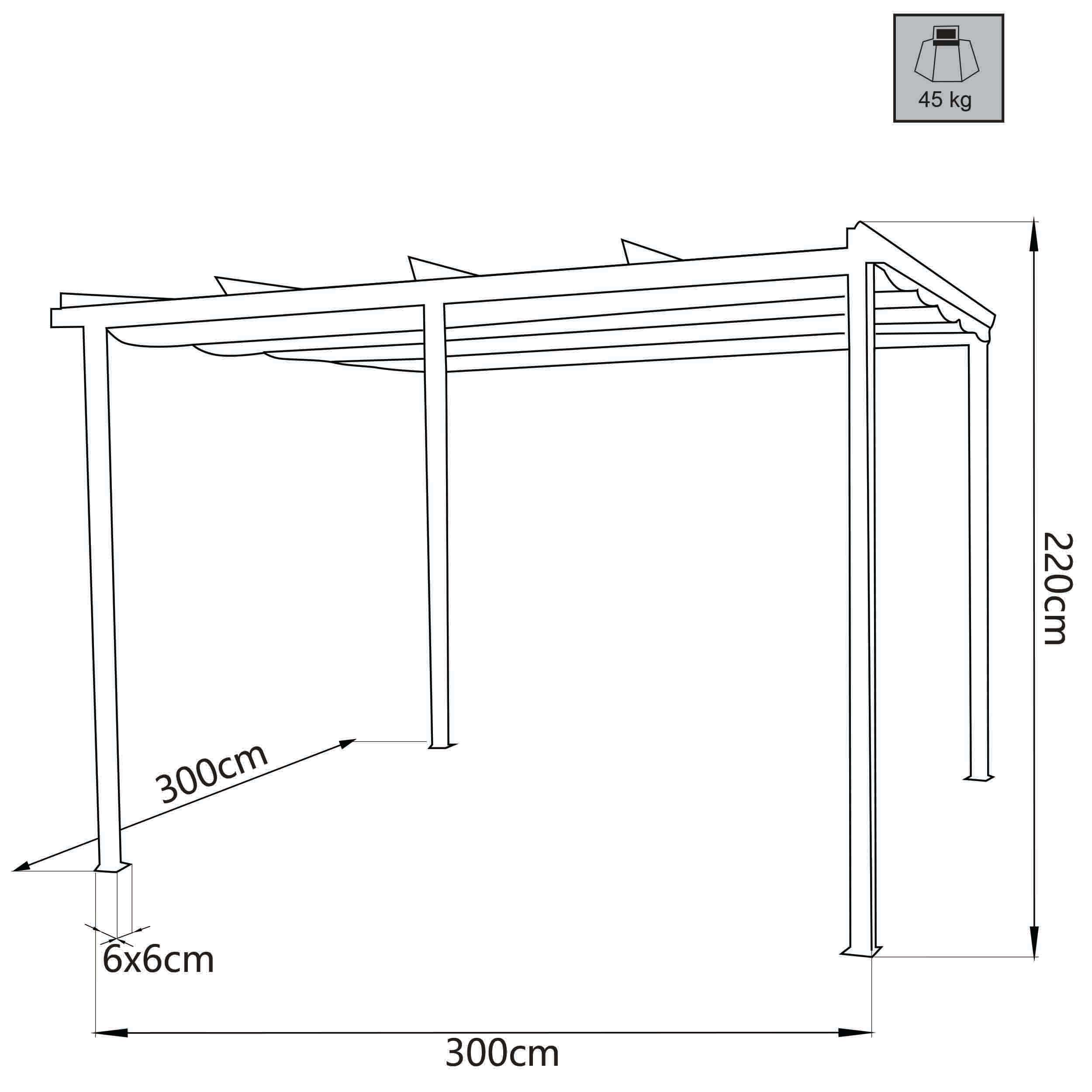 Gazebo in alluminio con tetto chiudibile a carrucola Savannah