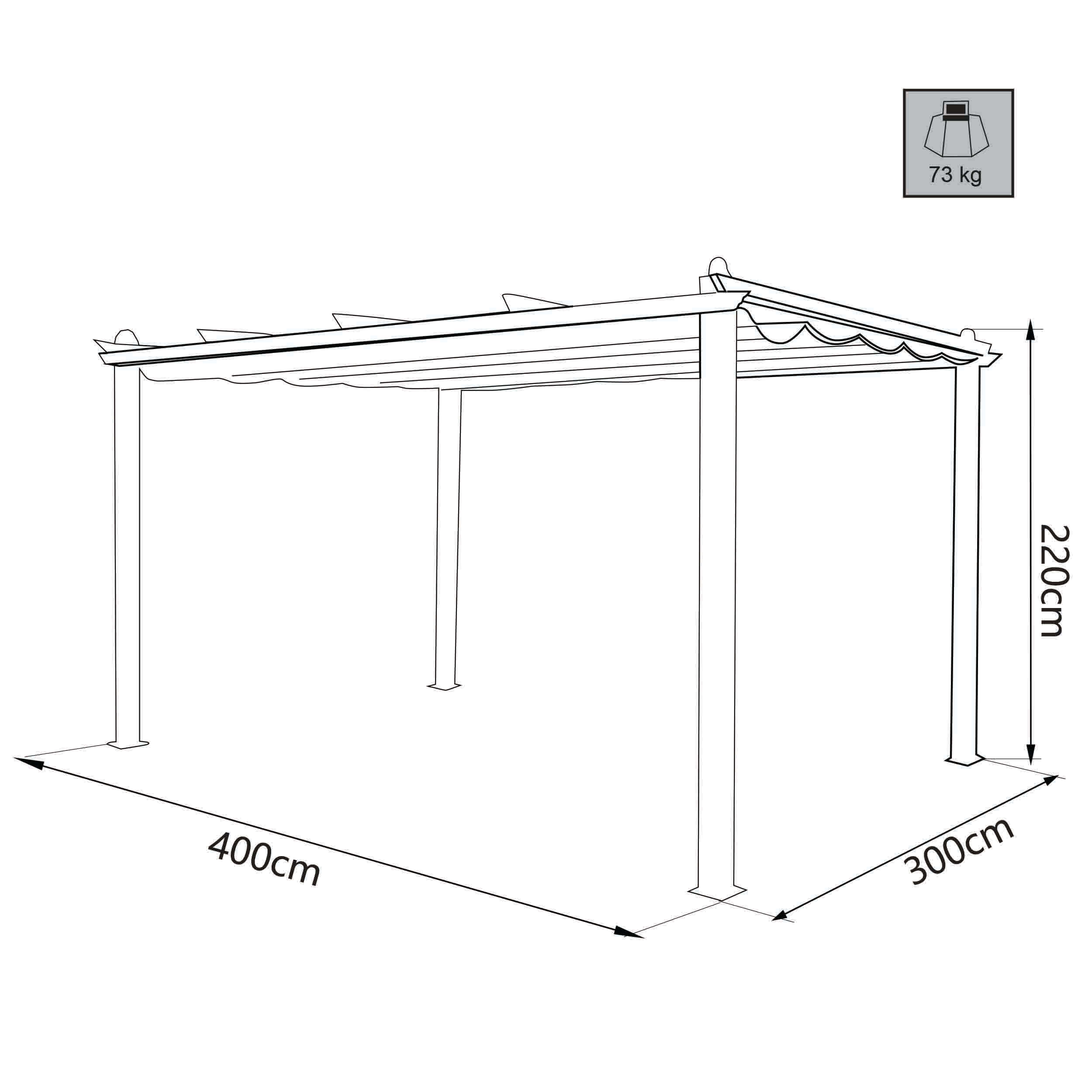 Gazebo in alluminio antracite con tetto chiudibile a carrucola Jodene