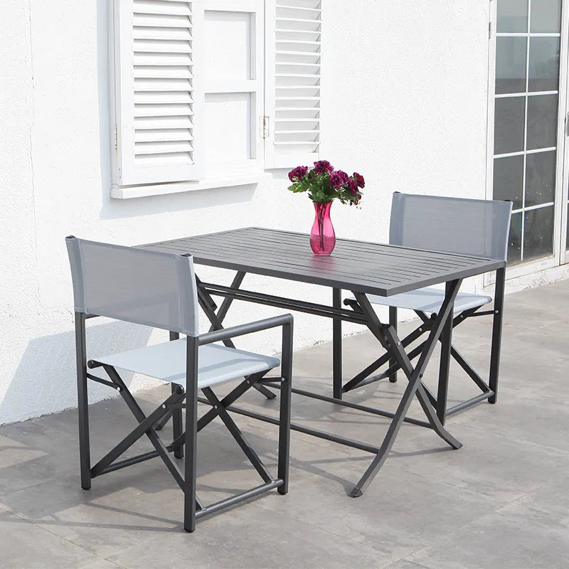 Tavolo rettangolare 130x75 cm da esterno giardino  con struttura in alluminio e piano effetto doghe Oriental