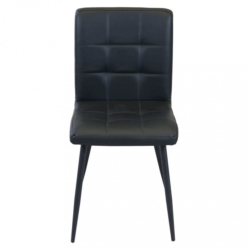 Sedia da interno sala da pranzo con struttura in metallo e seduta larga rivestita in ecopelle Ginter