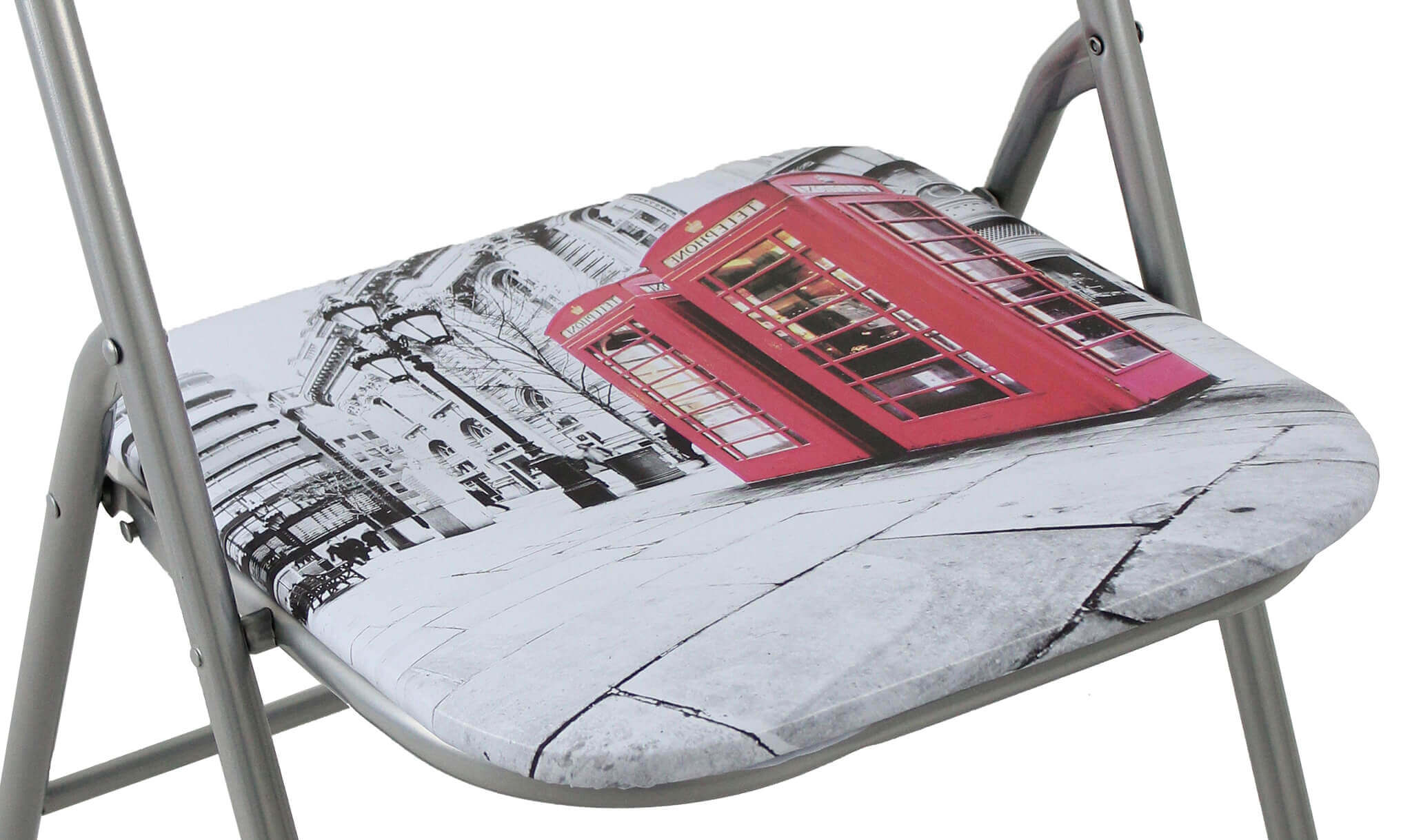 Sedia pieghevole da interno in acciaio con seduta e schienale in PVC imbottito Closy