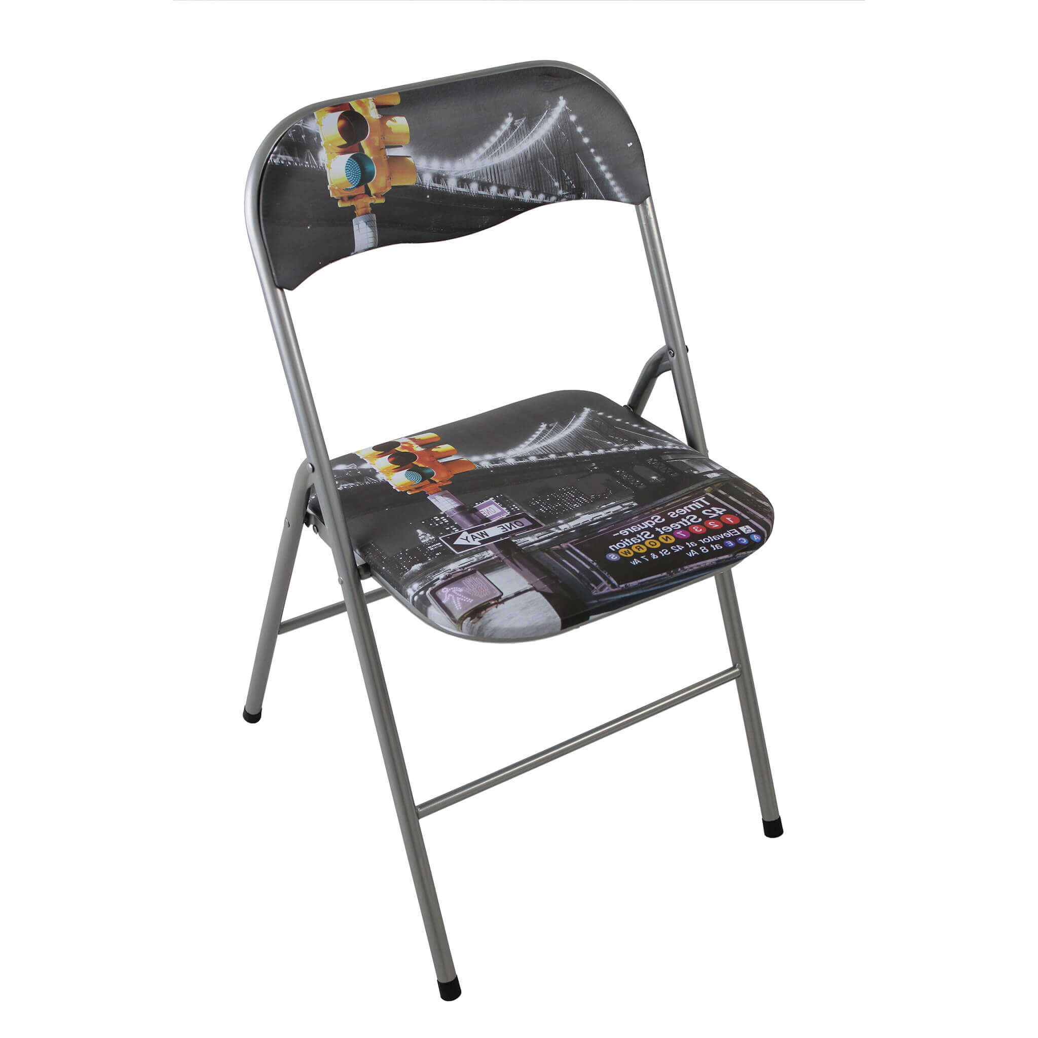 Sedia pieghevole da interno in acciaio con seduta e schienale in PVC imbottito Closy