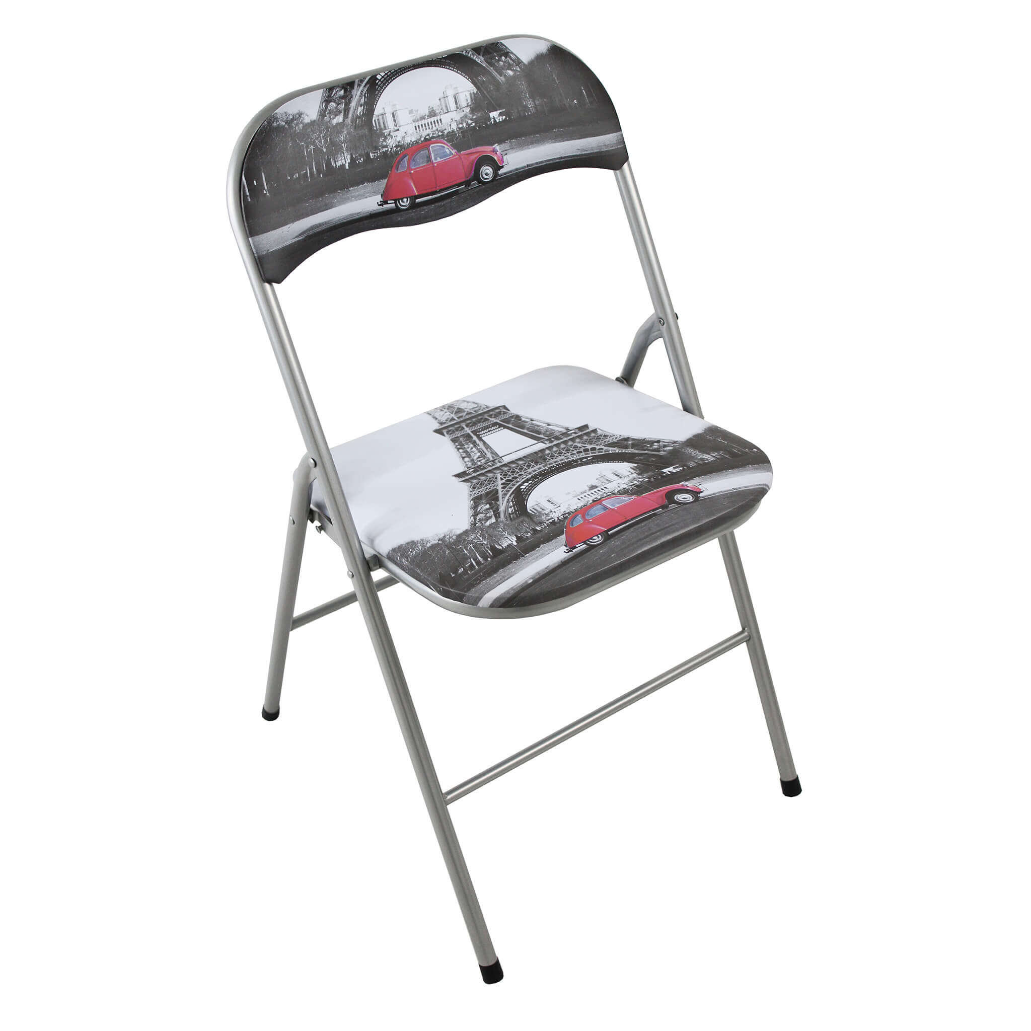 Sedia pieghevole da interno in acciaio con seduta e schienale in PVC imbottito Closy