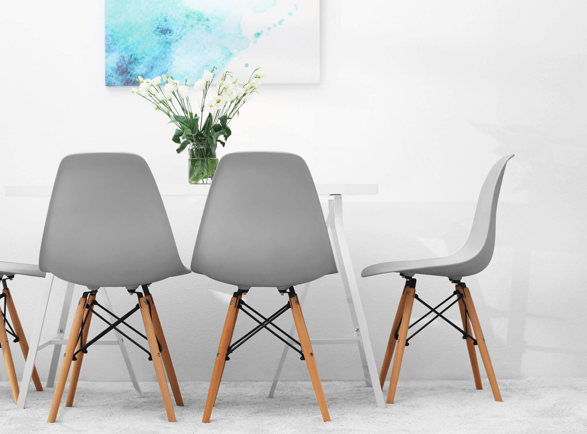 Sedia da interno in legno con seduta in ABS e tiranti in acciaio Romeo