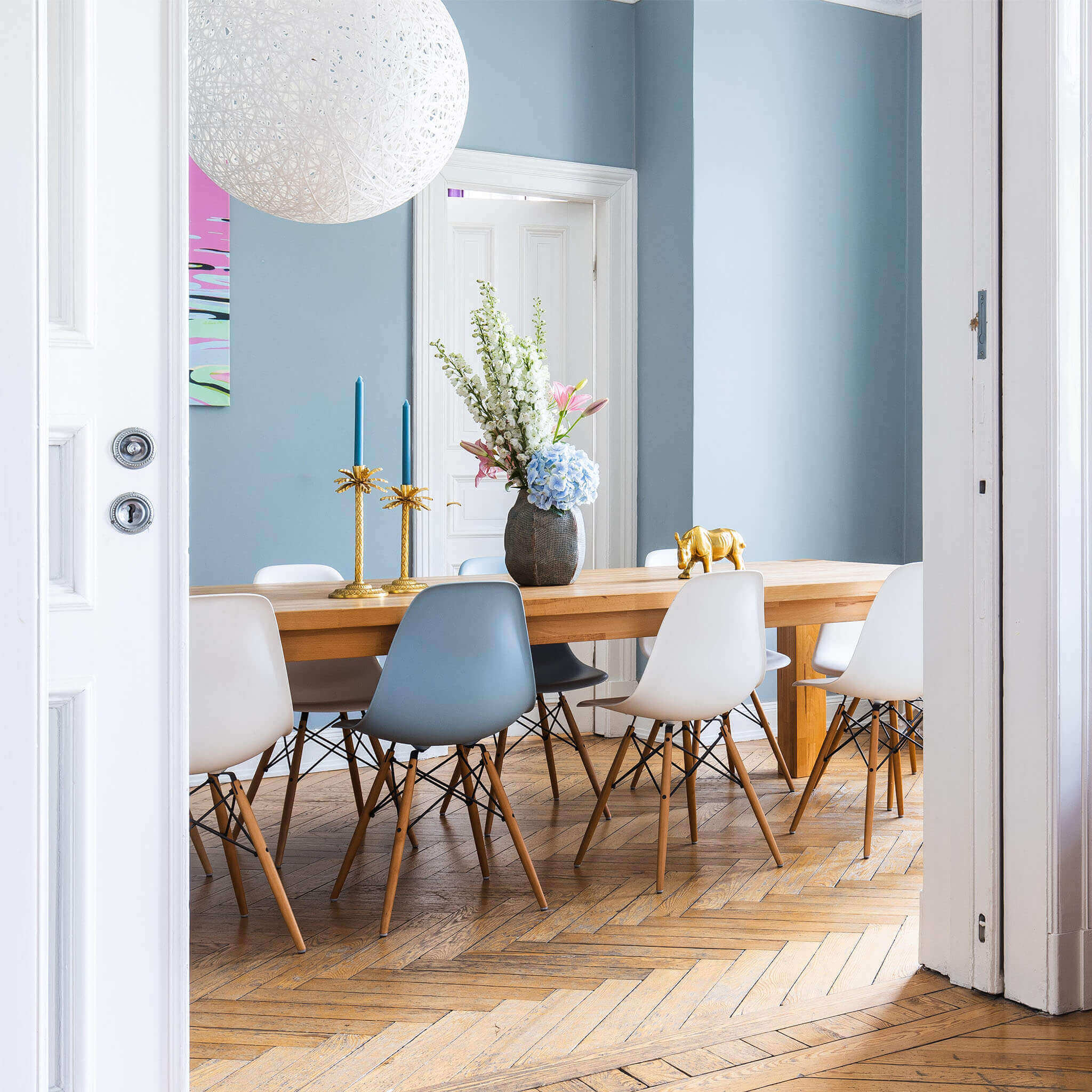 Sedia da interno in legno con seduta in ABS e tiranti in acciaio Romeo