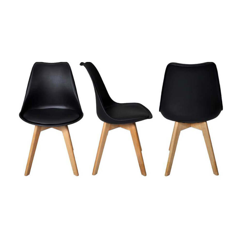 Sedia da interno in legno e materiale plastico con seduta imbottita Gary