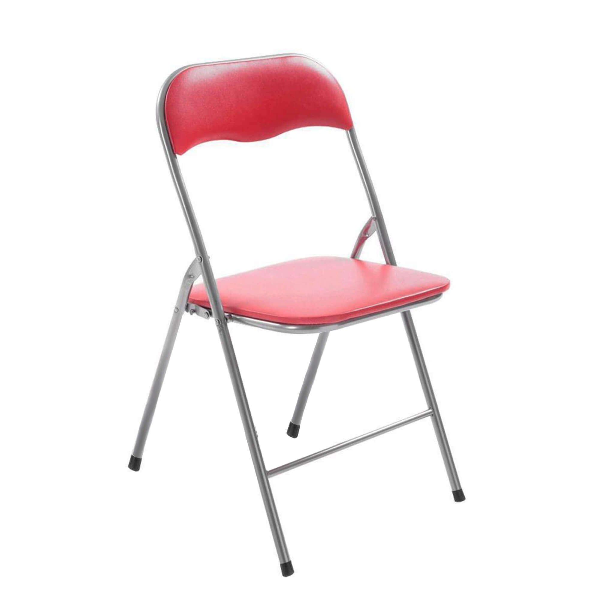 Sedia pieghevole da interno in acciaio con seduta e schienale in PVC imbottito Closy