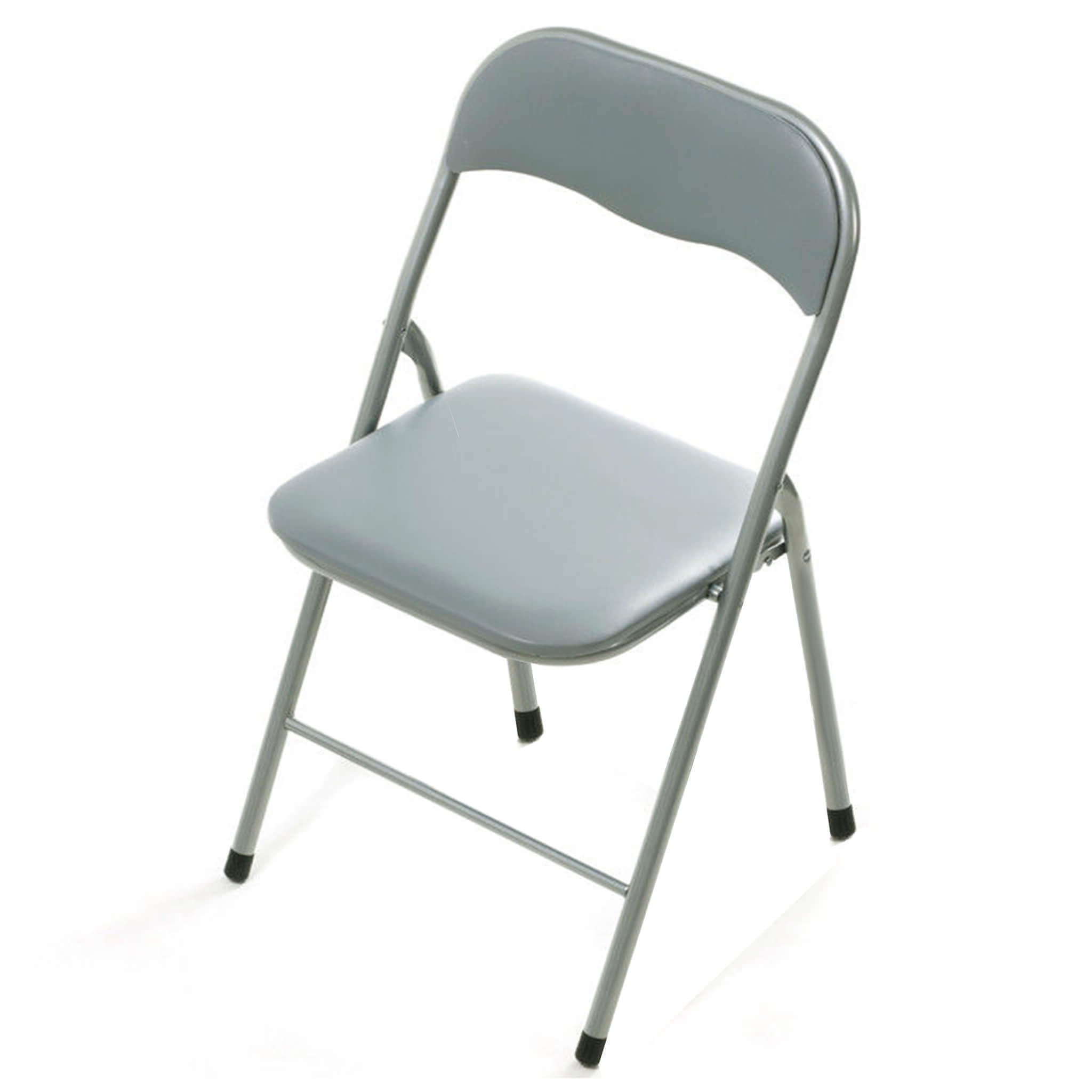 Sedia pieghevole da interno in acciaio con seduta e schienale in PVC imbottito Closy