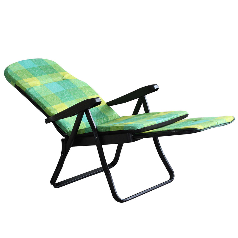 Sedia sdraio in acciaio con schienale reclinabile e poggiapiedi a scomparsa Torino