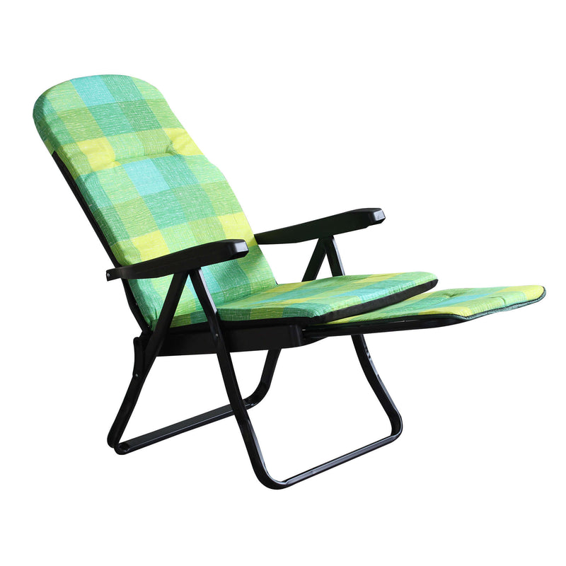 Sedia sdraio in acciaio con schienale reclinabile e poggiapiedi a scomparsa Torino