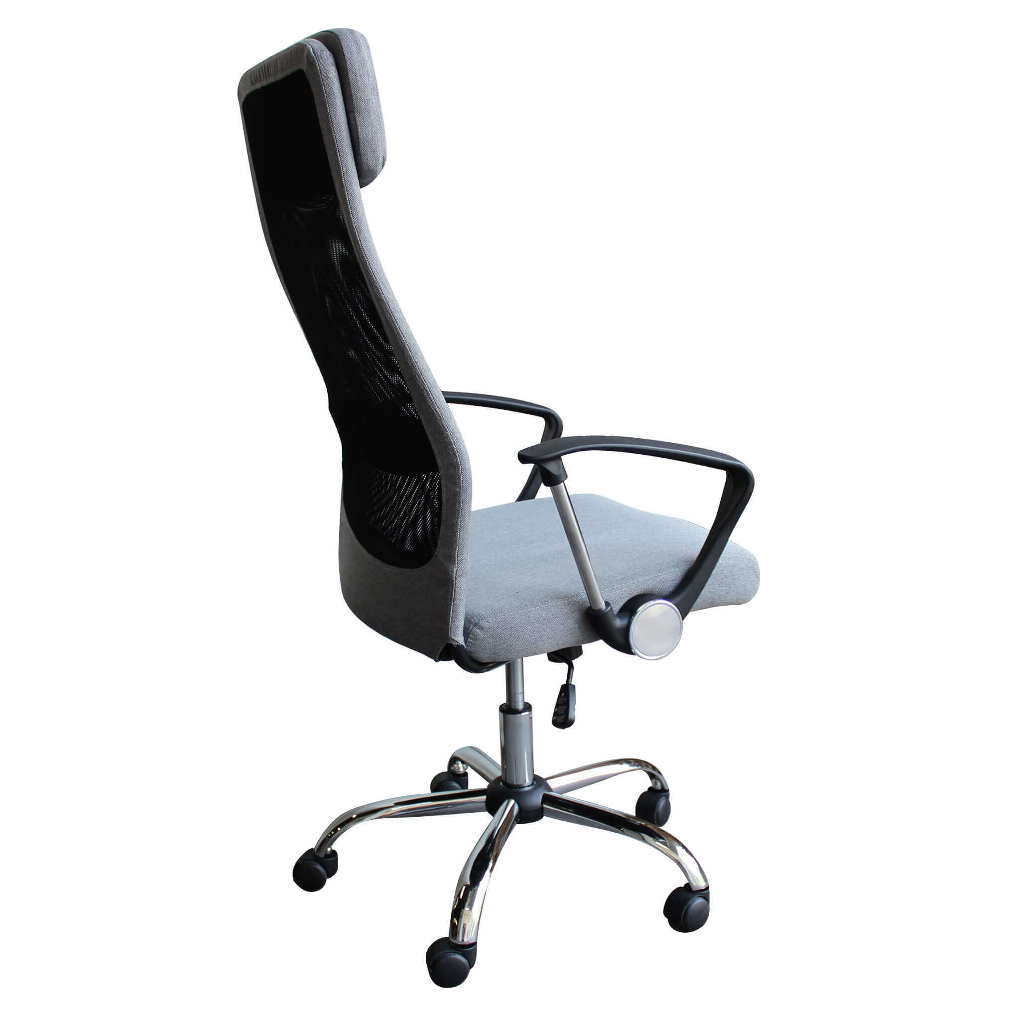 Poltrona sedia grigia da ufficio in poliuretano con altezza e braccioli