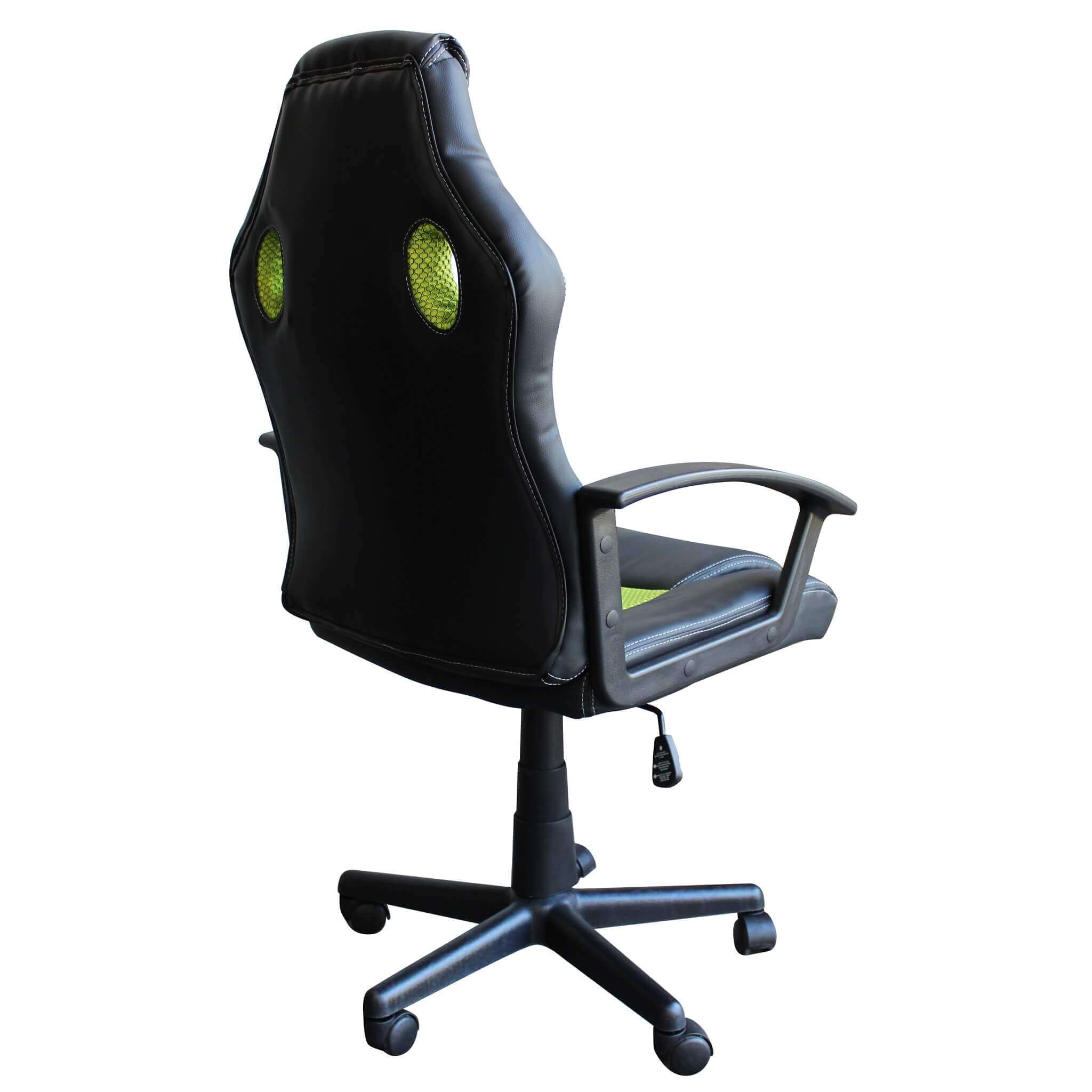 Poltrona da ufficio e gaming ergonomica in pelle nera e tessuto verde St