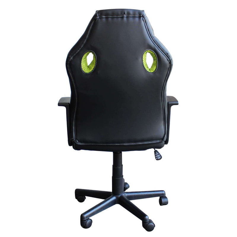 Poltrona da ufficio e gaming ergonomica in pelle nera e tessuto verde St