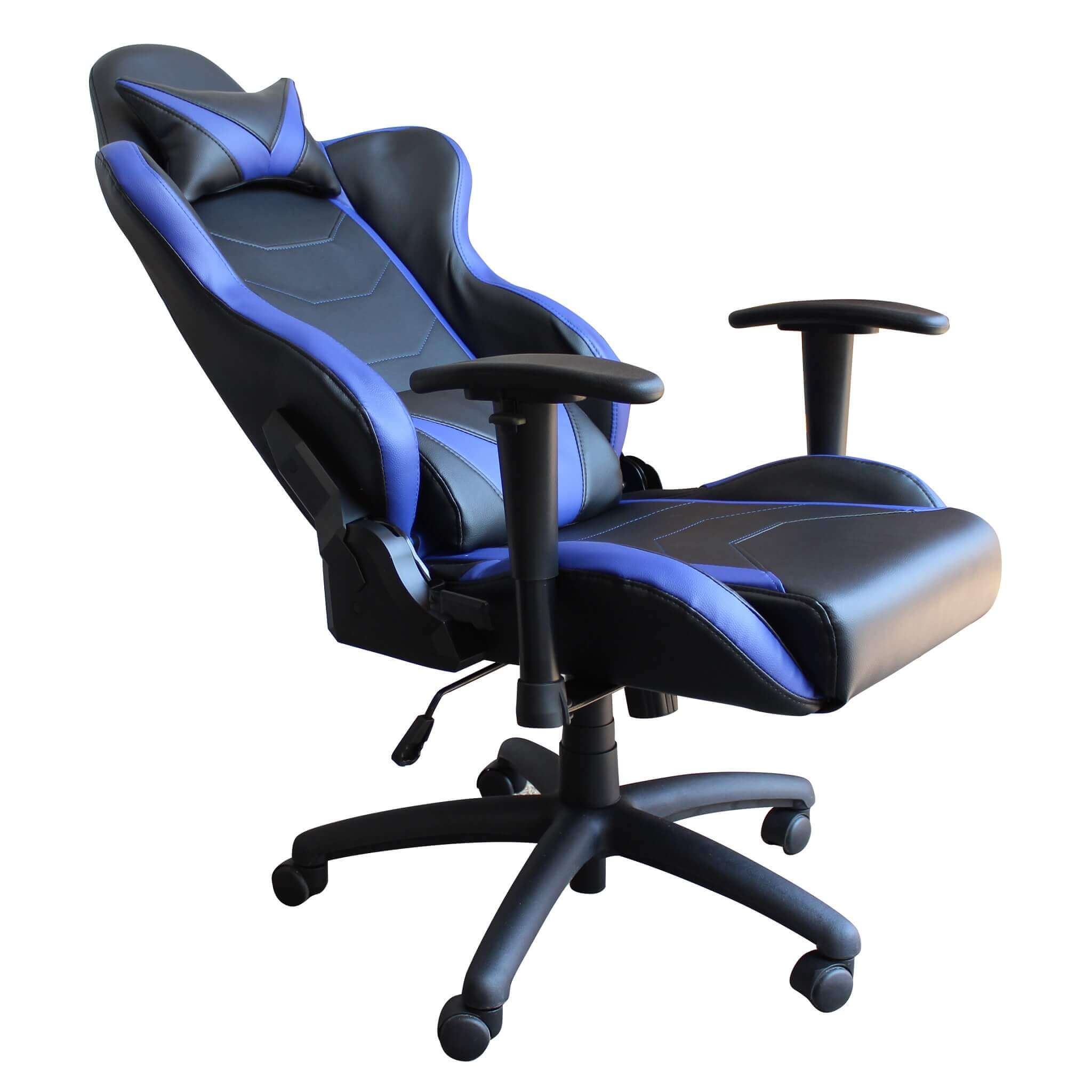 Poltrona da ufficio e gaming ergonomica in pelle nera blu multiposizione