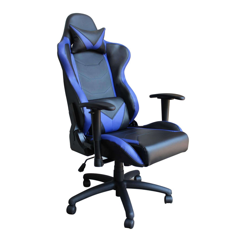 Poltrona da ufficio e gaming ergonomica in pelle nera blu multiposizio