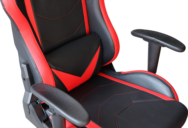 Poltrona da ufficio e gaming ergonomica in pelle nera rossa multiposizio
