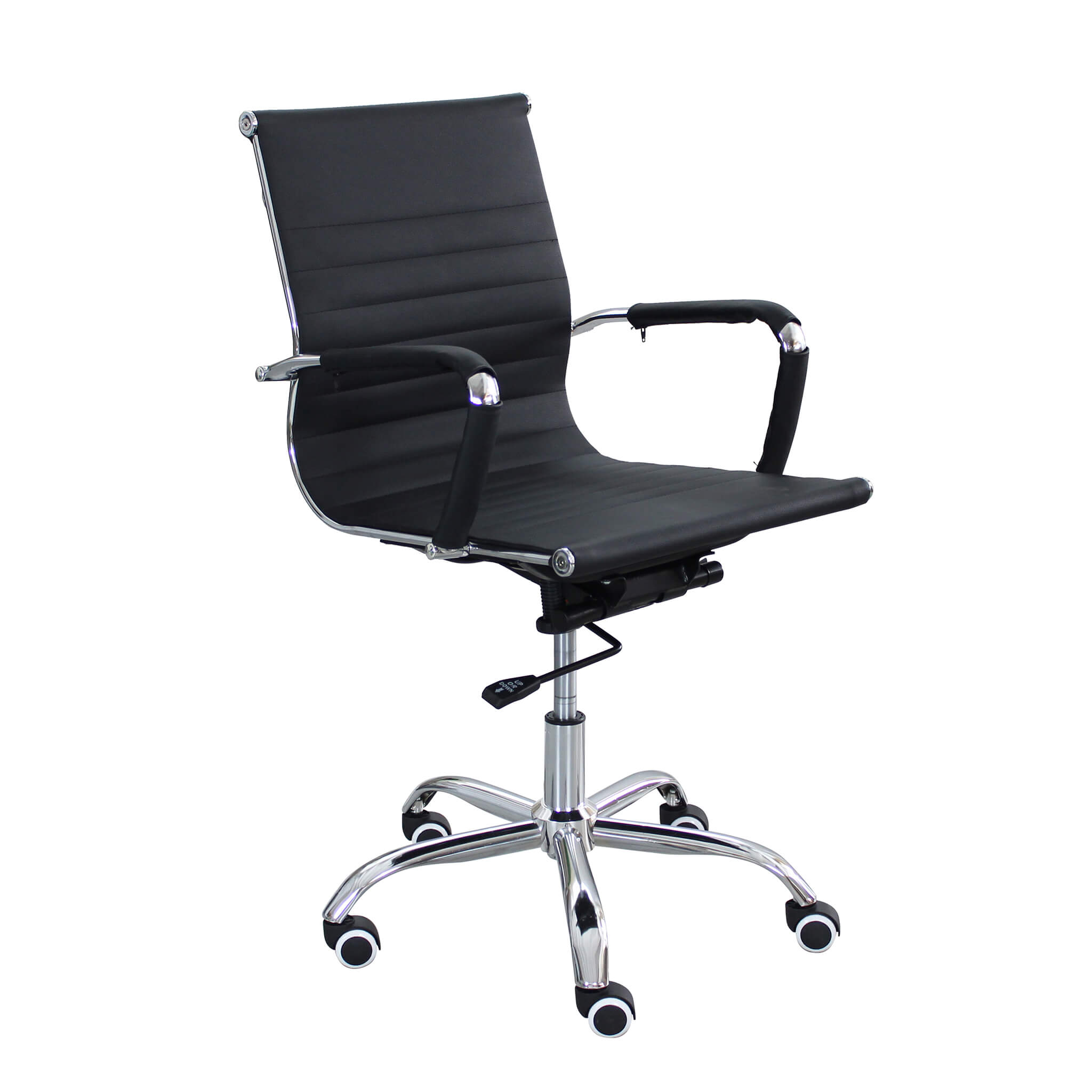 Poltrona sedia da ufficio con altezza regolabile e finiture cromate Mele