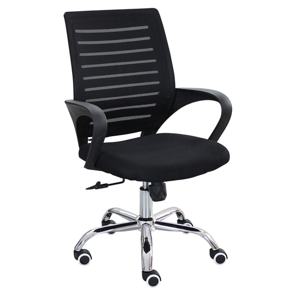 Poltrona sedia da ufficio in tessuto con altezza regolabile e base croma