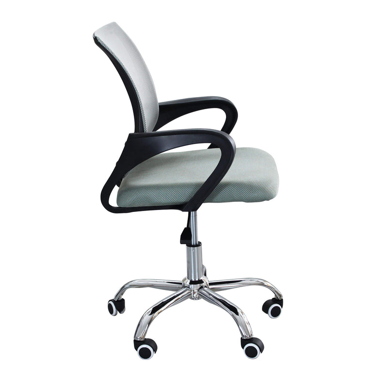 Poltrona sedia da ufficio grigia con altezza regolabile e base cromata Z