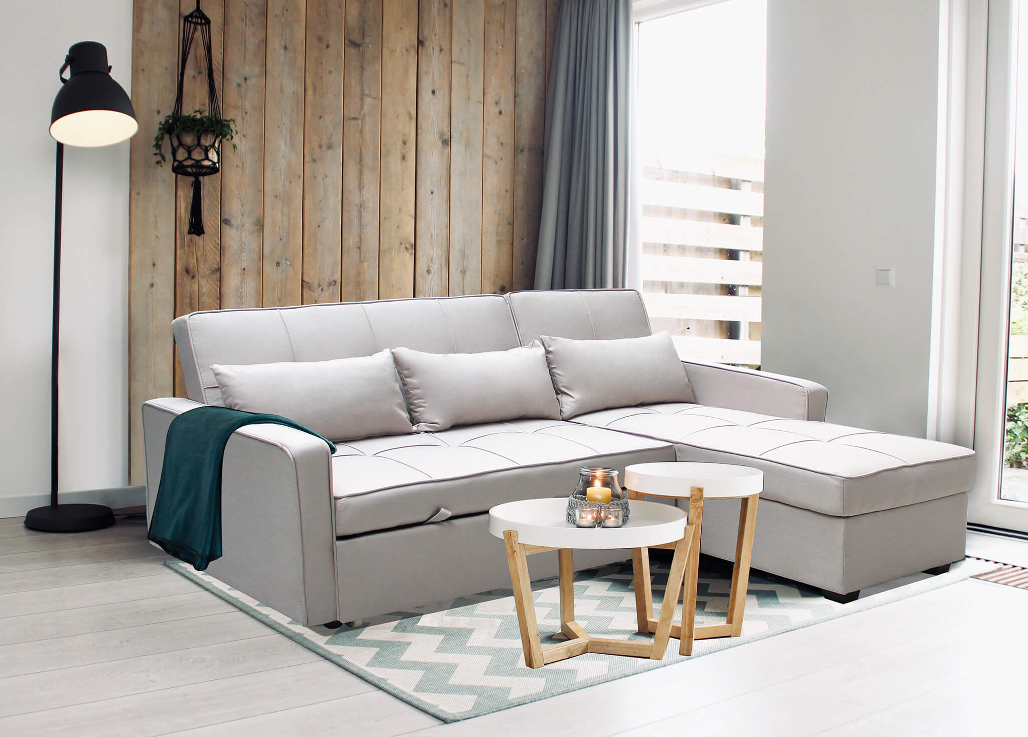 Divano letto da interno in acciaio e tessuto con cuscini inclusi Easy Bed