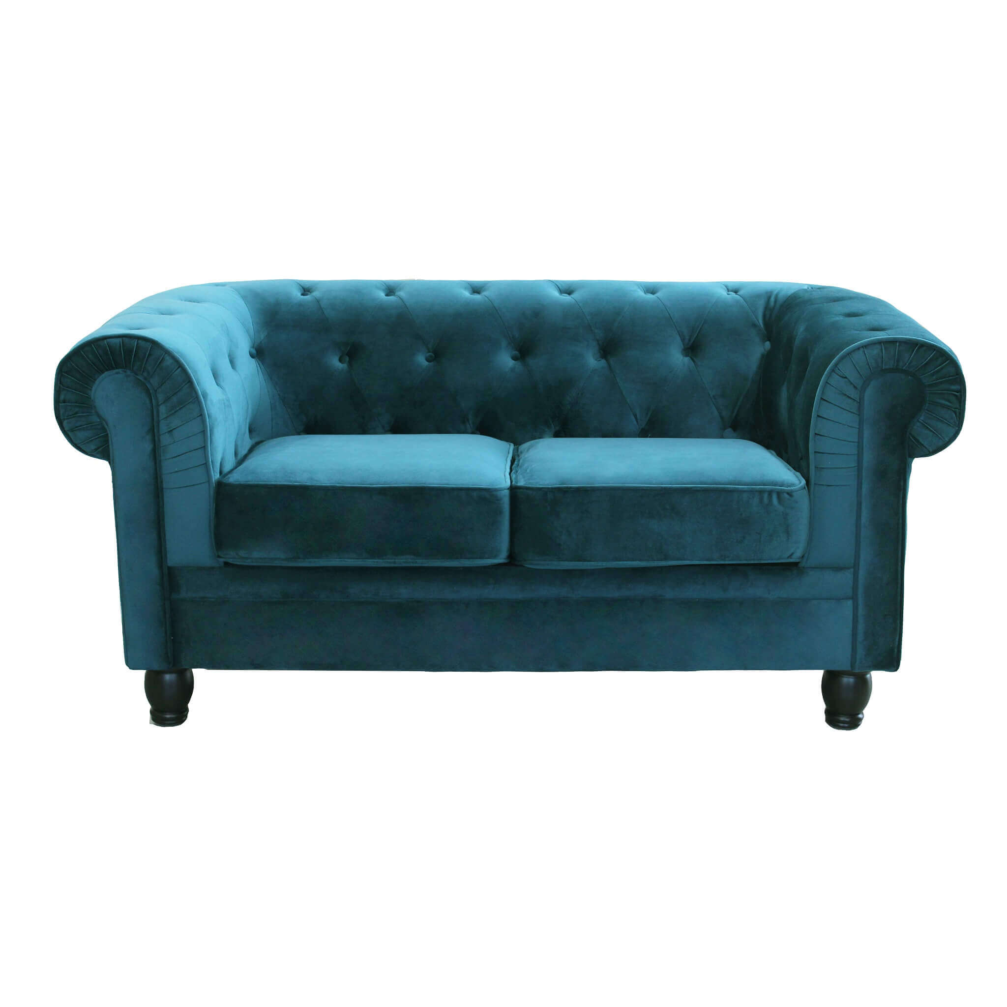 Divano 2 posti in Velluto Blu Chesterfield