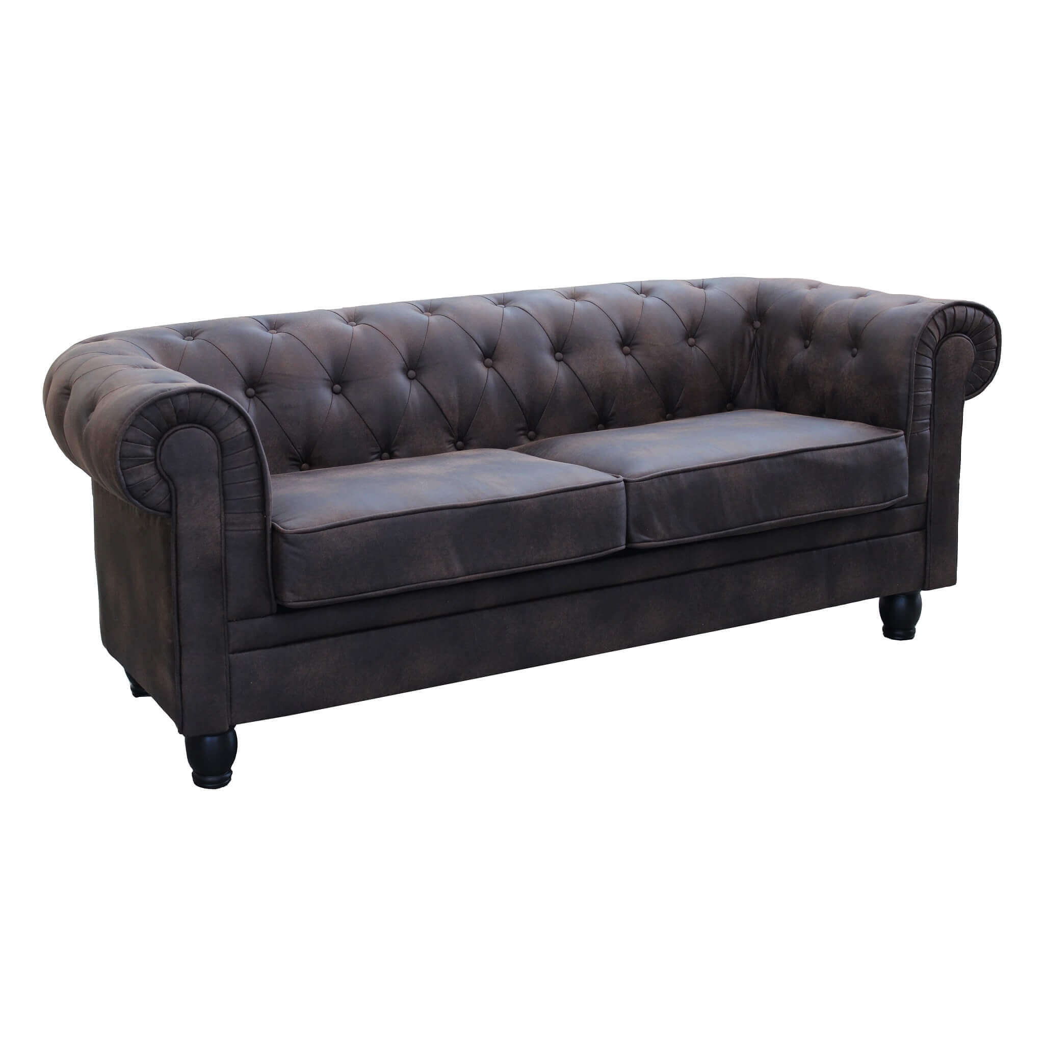 Divano 3 posti in ecopelle Vintage Marrone Chesterfield