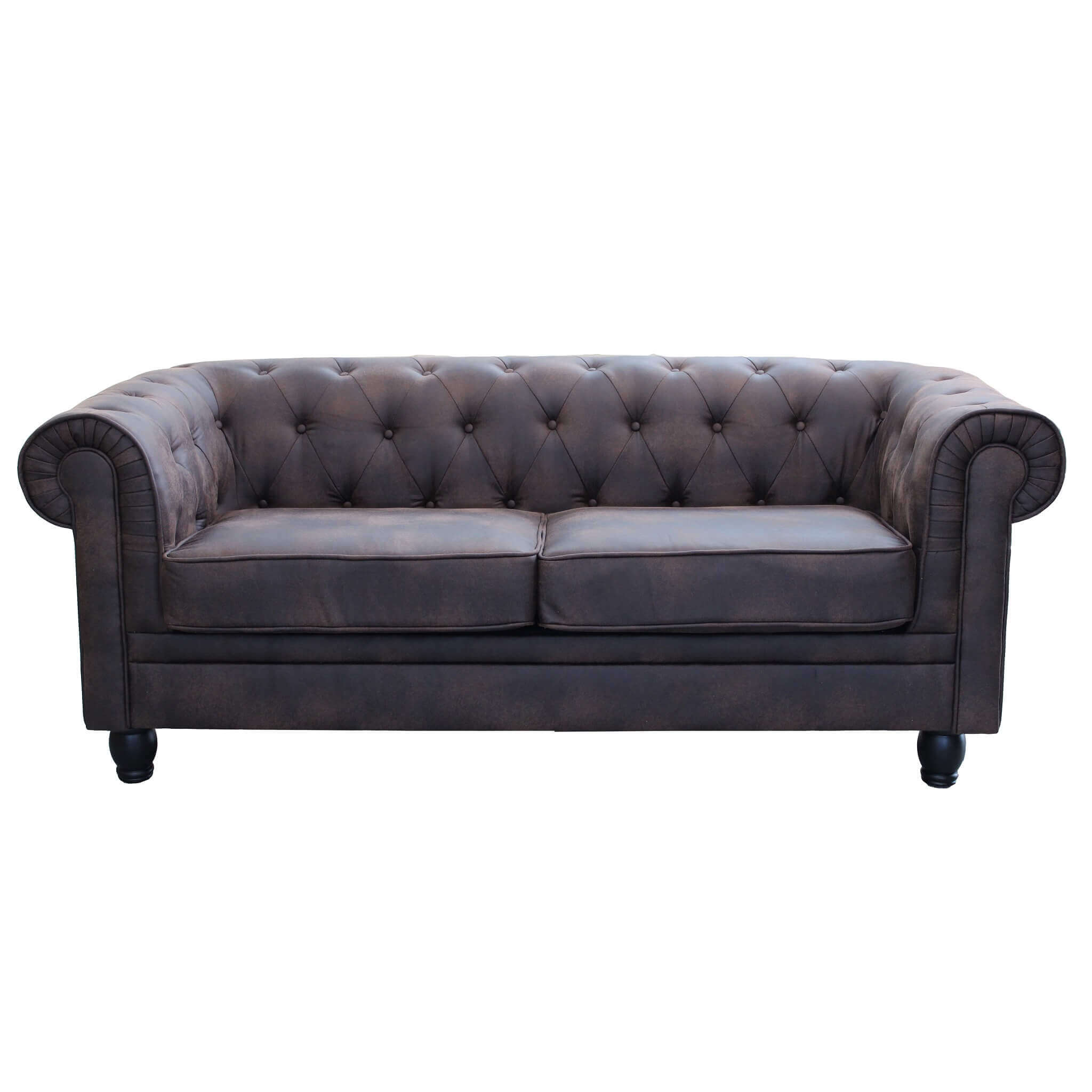 Divano 3 posti in ecopelle Vintage Marrone Chesterfield