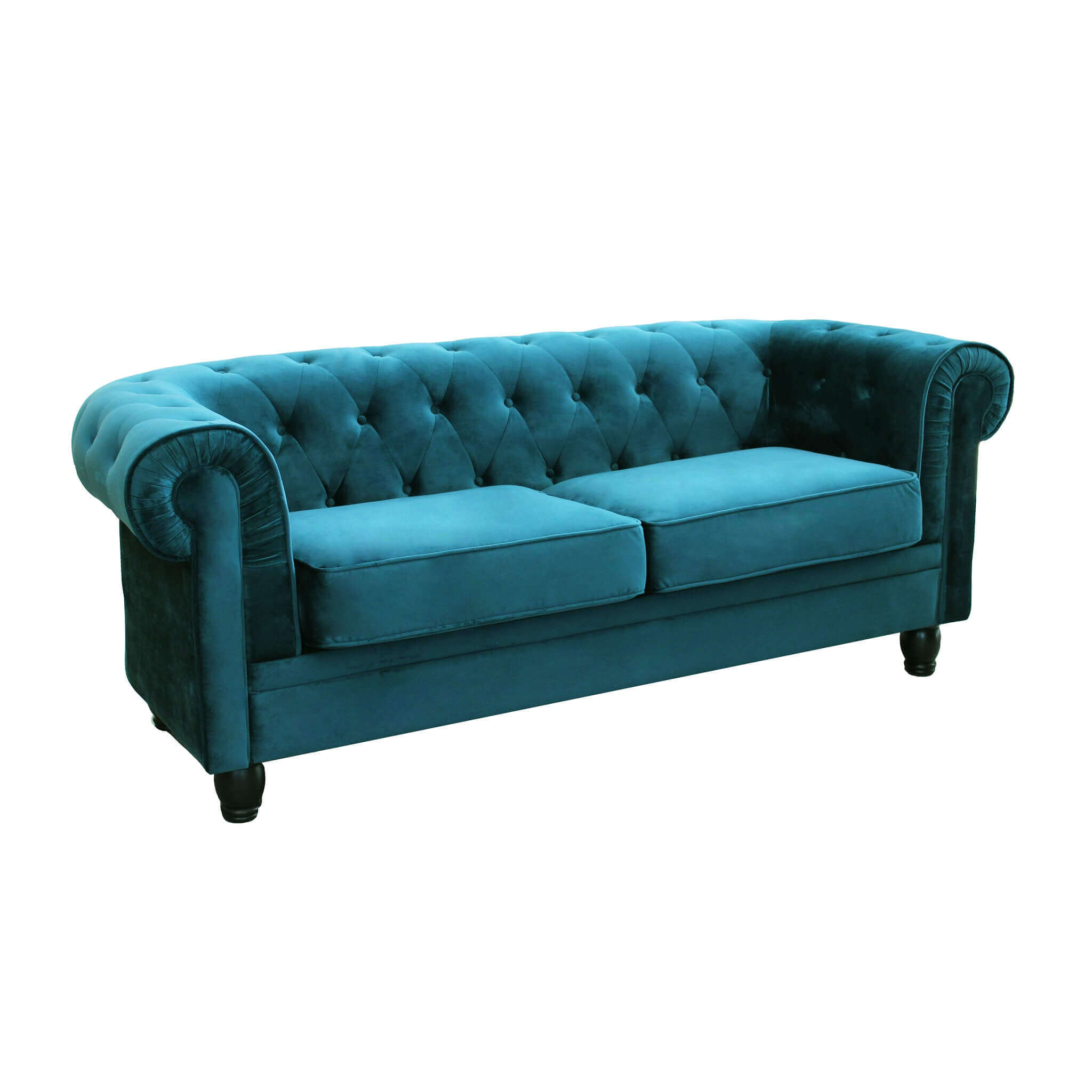 Divano 3 posti in Velluto Blu Chesterfield