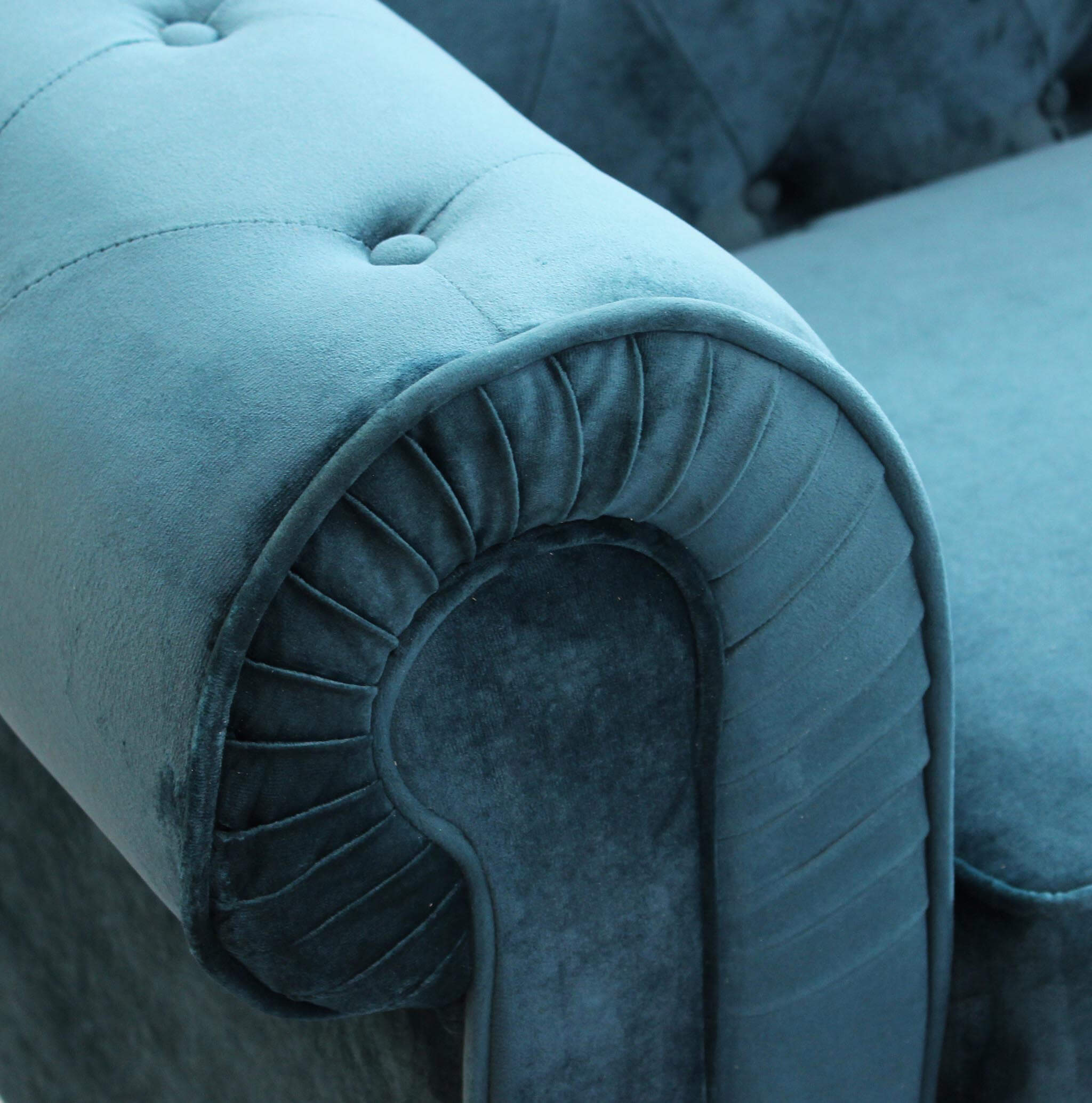 Divano 3 posti in Velluto Blu Chesterfield