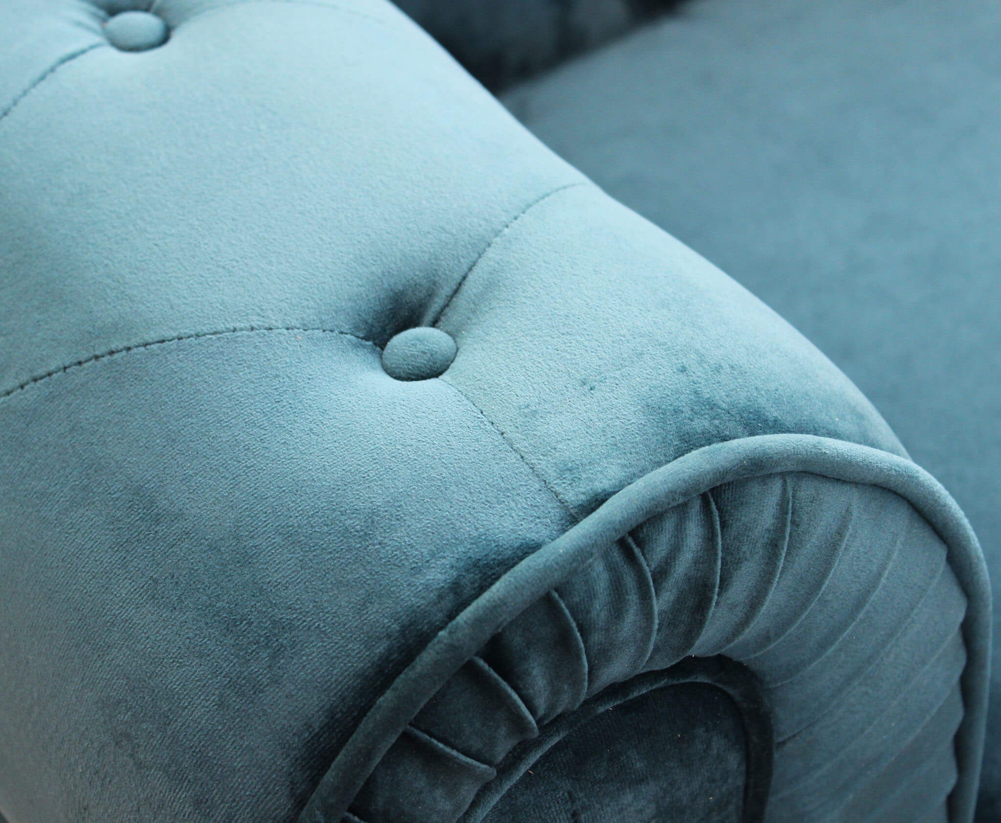 Divano 3 posti in Velluto Blu Chesterfield