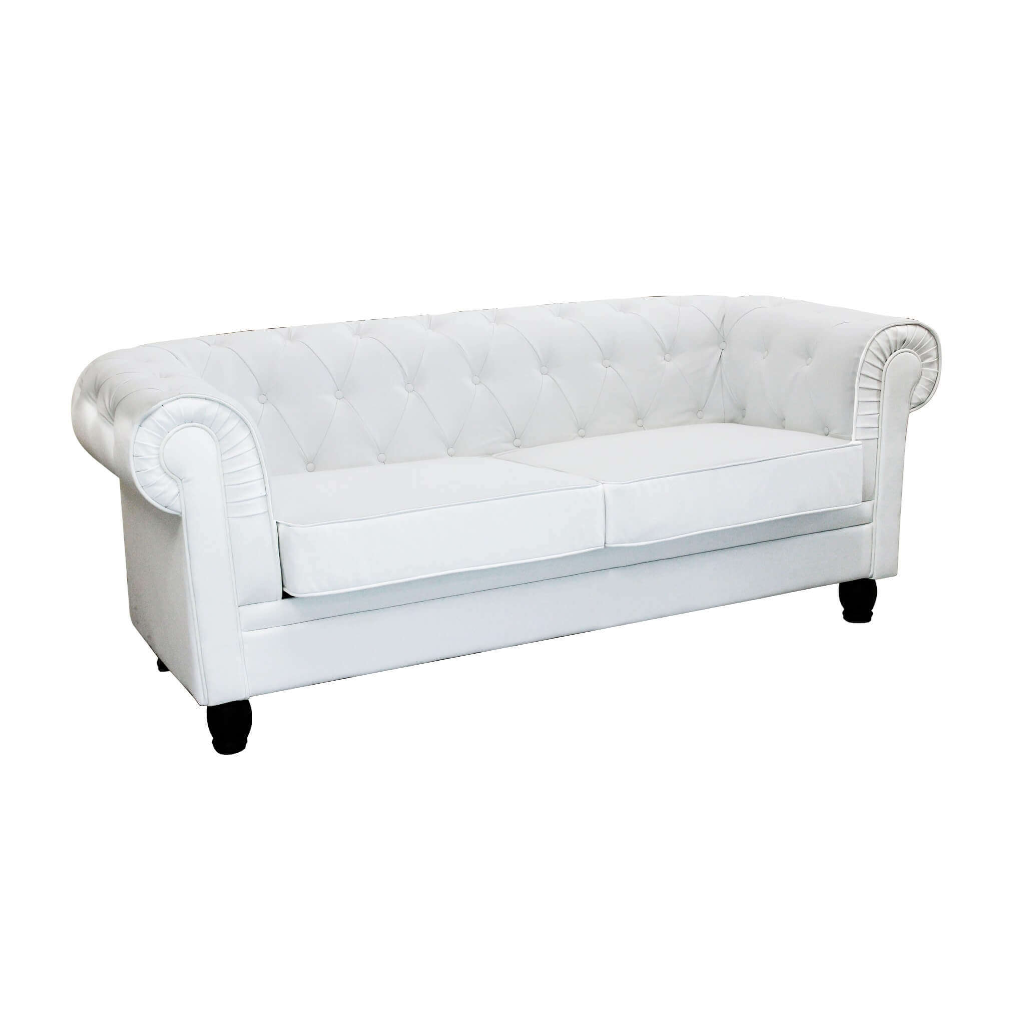 Divano 3 posti in ecopelle bianco Chesterfield