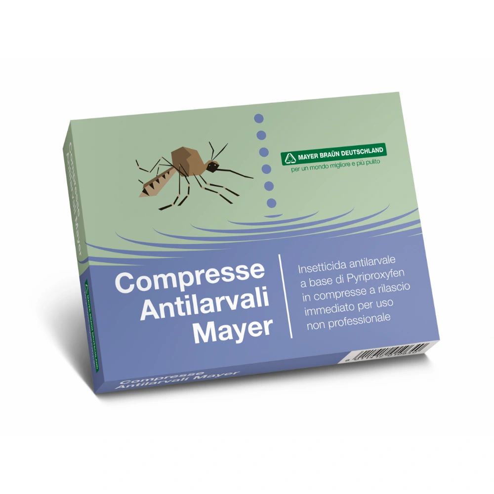 Insetticida a compresse anti trasformazione di larve in zanzare per acque tombini sottovasi MAYER