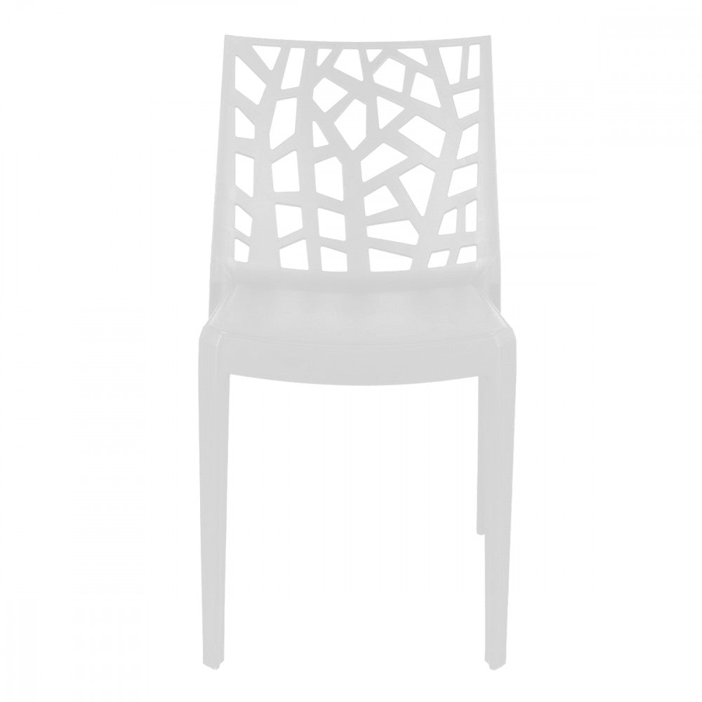 Sedia poltrona impilabile in resina da esterno interno bar e ristoranti con schienale decorato Floreal