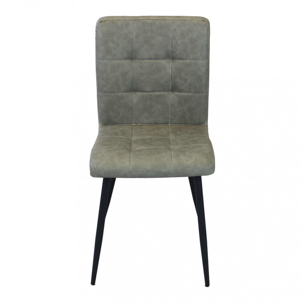 Sedia da interno sala da pranzo con struttura in metallo e seduta larga rivestita in ecopelle Ginter