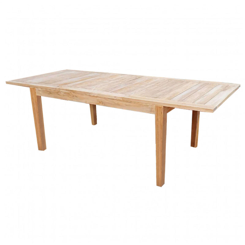 Tavolo allungabile 150/210 cm da esterno giardino in legno di teak con piano a doghe Rabiot