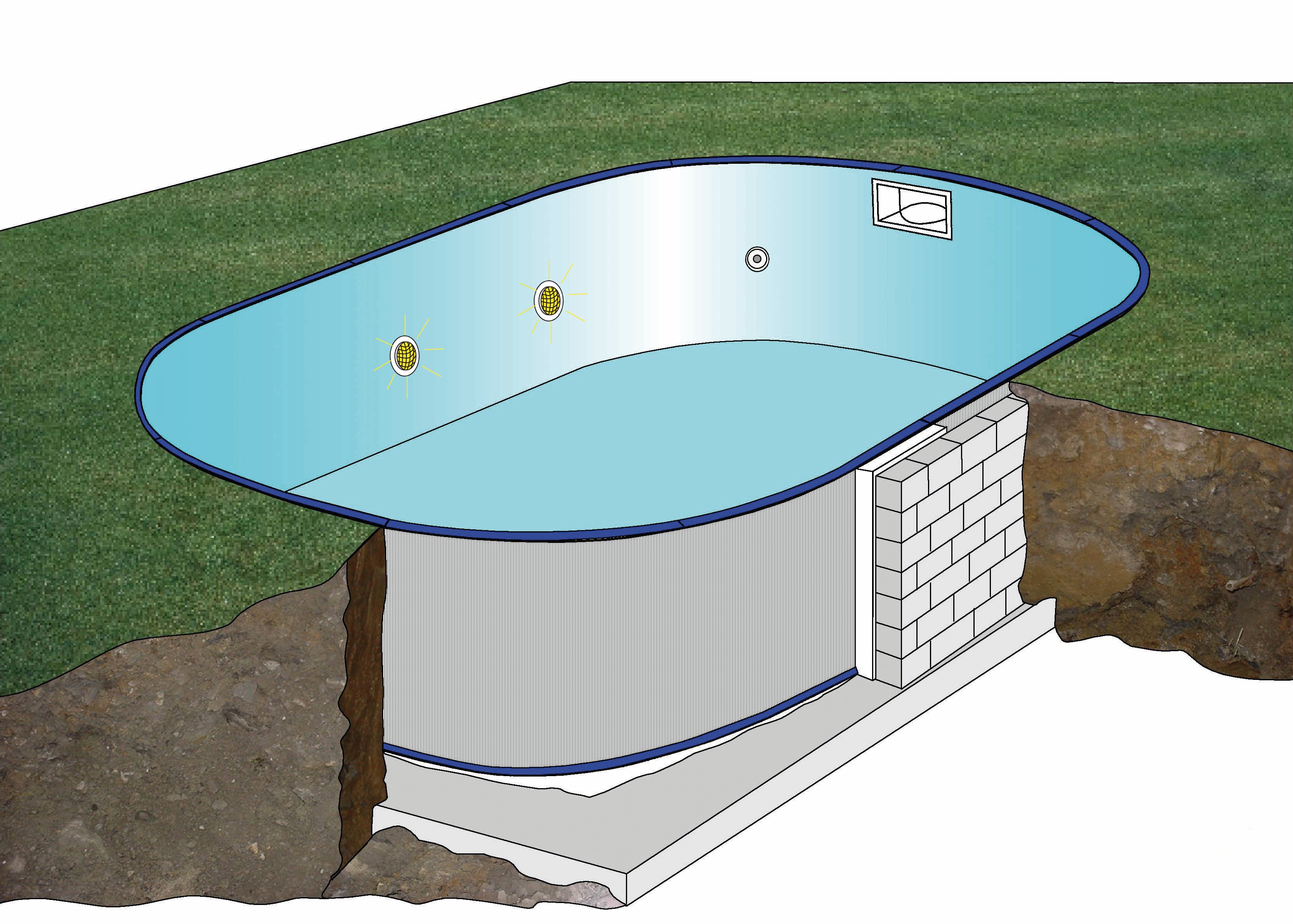 Piscina interrata ovale acciaio in kit 600x350x150 h GRE Madagascar KPAOV6059