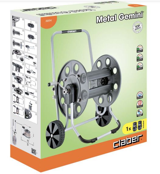 Avvolgitubo Metal Gemini per tubo da 60mt 8894 Claber
