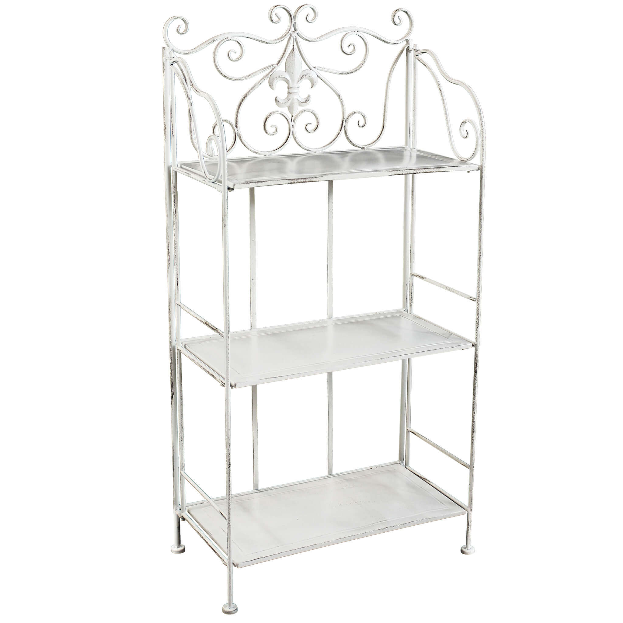 Scaffale a 3 piani in acciaio bianco antico Mirabella