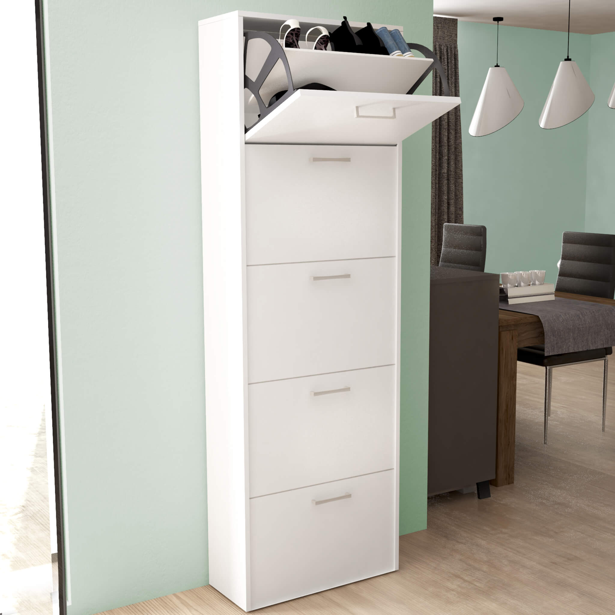 Scarpiera Molly 5 Ante A Ribalta Bianco