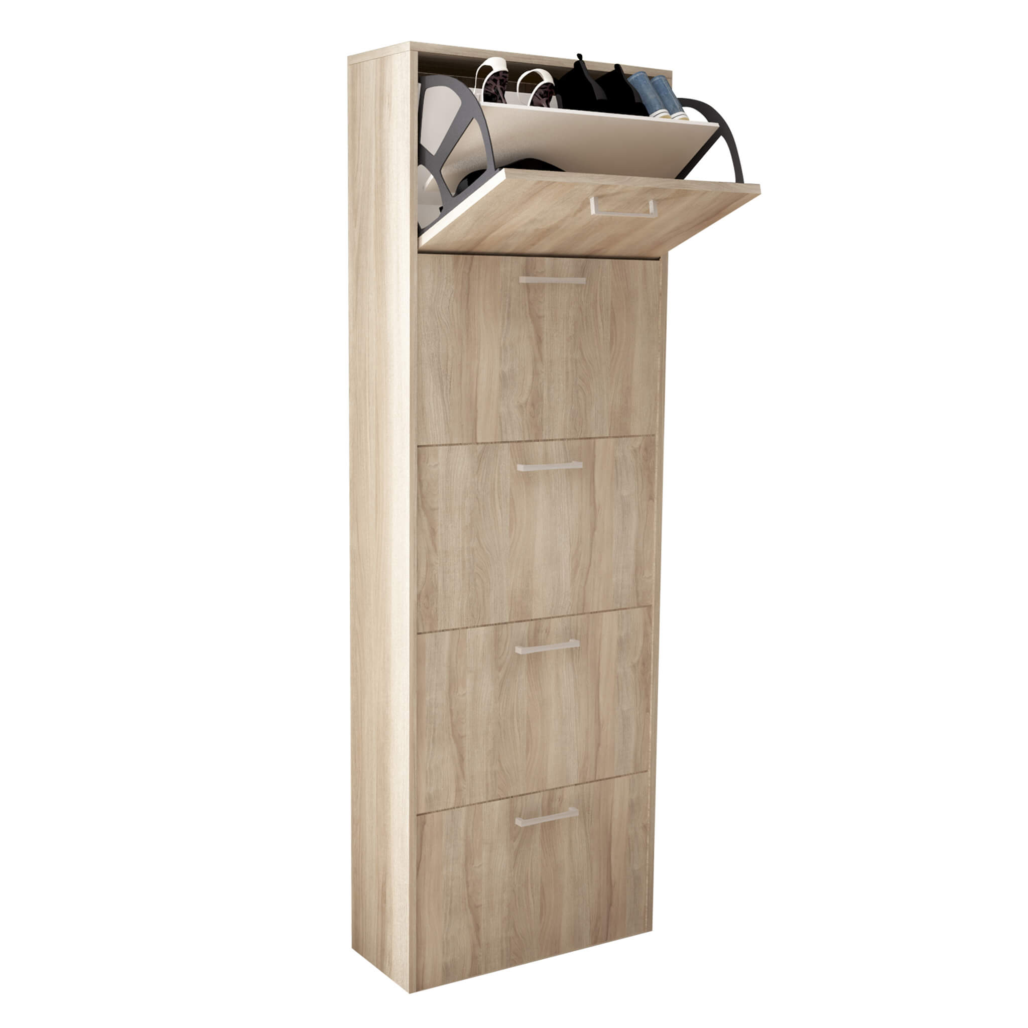 Scarpiera da interno a 5 ante con doppio scomparto in legno Camilla