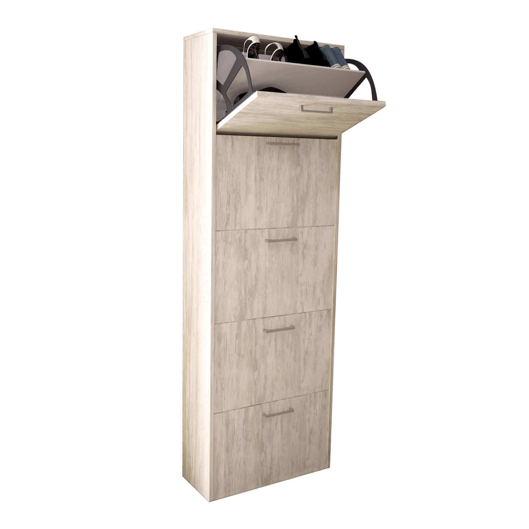 Scarpiera da interno a 5 ante con doppio scomparto in legno Camilla