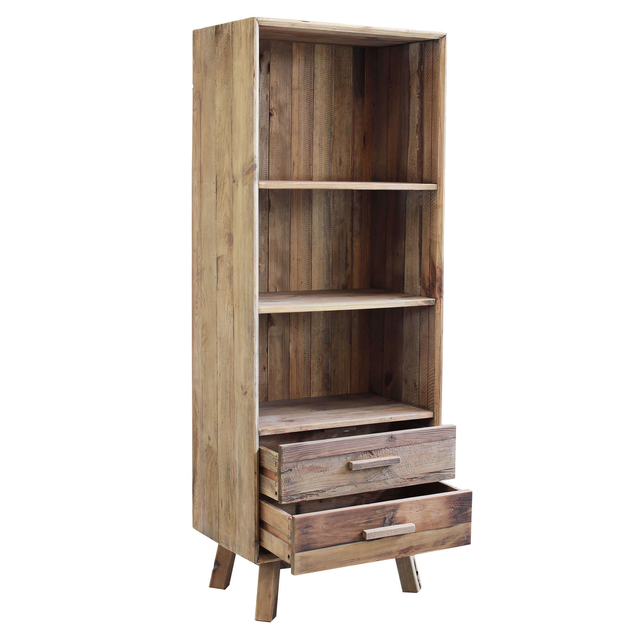 Libreria in legno di pino a 3 ripiani con 2 cassetti Linea Classic