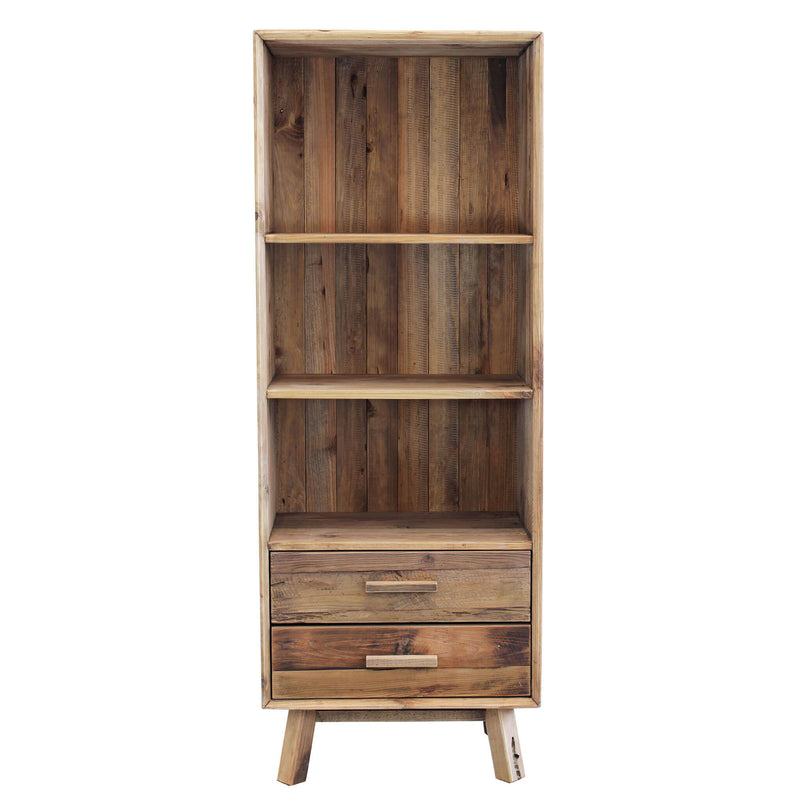 Libreria in legno di pino a 3 ripiani con 2 cassetti Linea Classic