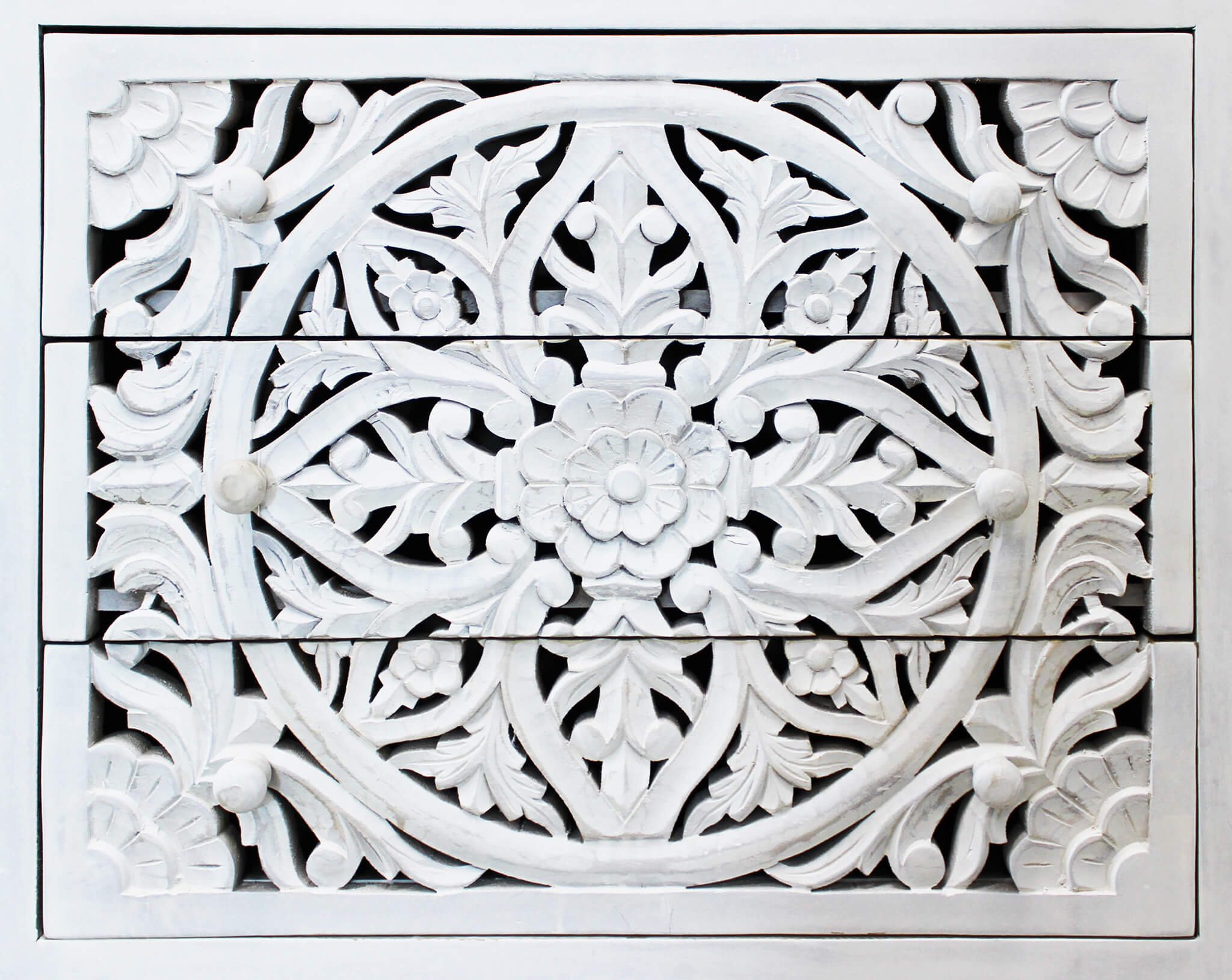 Mobile in legno di mango e metallo con 3 cassetti