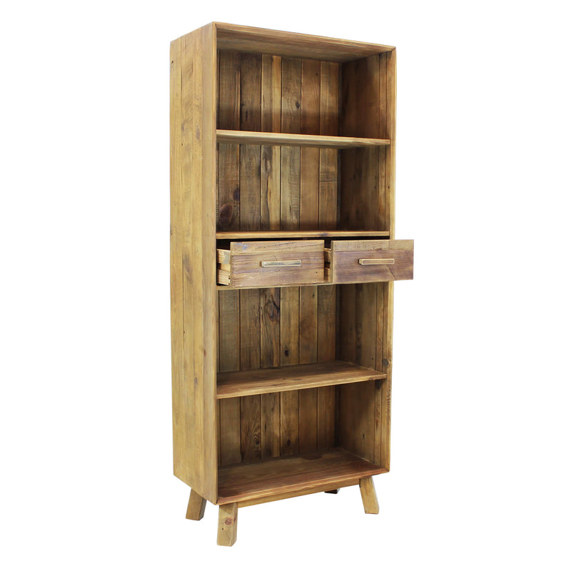 Libreria scaffale in legno di pino a 4 ripiani con cassetti Linea Classi