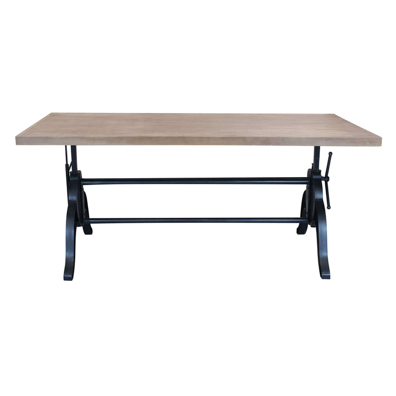 Tavolo da pranzo in legno massello e ferro regolabile in altezza Industr