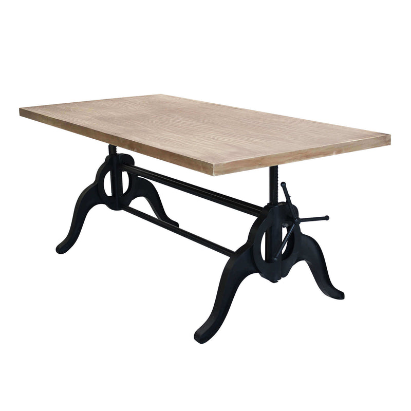 Tavolo da pranzo in legno massello e ferro regolabile in altezza Industr